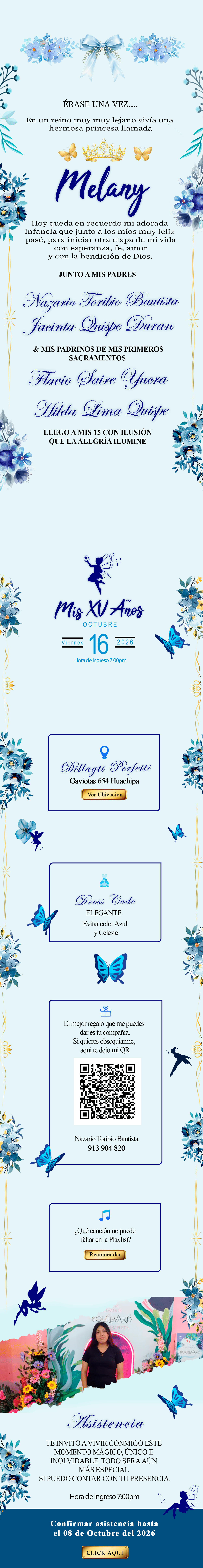 Invitación de quince años de Melany